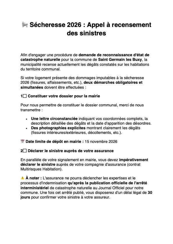 Sécheresse 2026