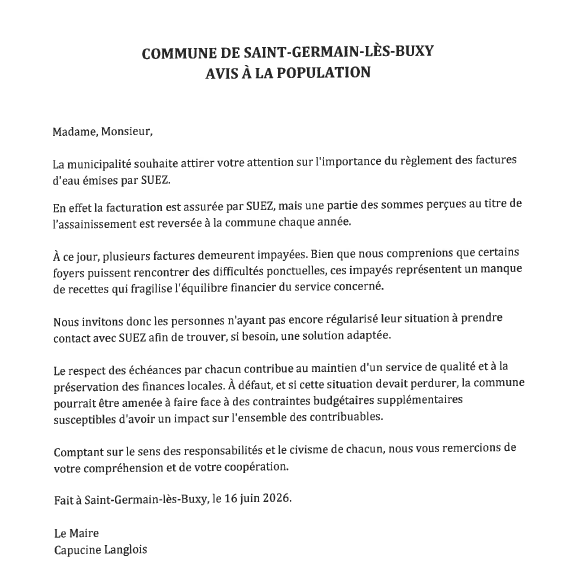 Avis à la population